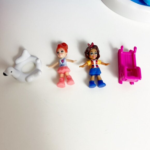 Polly Pockets Lot of 2 Compact Playsets Snowball Surprise Flamingo Floatie 2017 - Picture 6 of 8